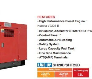 ELEMAX DIESEL GENERATOR 20KVA MODEL SHT25D