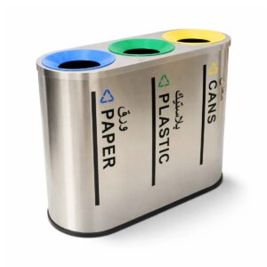 Stainless Steel 3 Compartment Waste Separation Bin