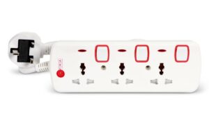 Modi 3-Way 5M Power Extension Cord , 13A 3250W Power Strip with Individual Switches, Universal Sockets, Child Safety